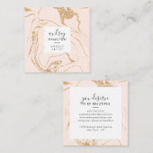 Roos gouden glitter roze wit marmer elegante make- vierkante visitekaartje (Voorkant / Achterkant)