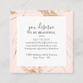 Roos gouden glitter roze wit marmer elegante make- vierkante visitekaartje (Achterkant)