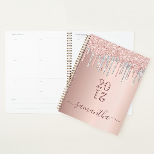 Roos gouden glitter roze zilver 2025 planner (Display)