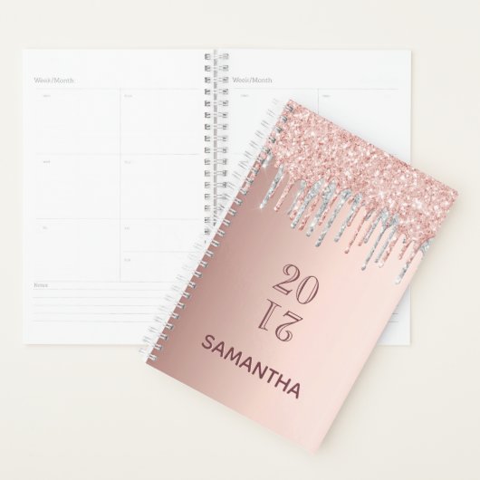Roos gouden glitter roze zilver 2026 planner (Display)
