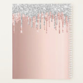 Roos gouden glitter roze zilveren monogram 2025 planner (Achterkant)