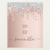 Roos gouden glitter roze zilveren monogram 2025 planner (Voorkant)