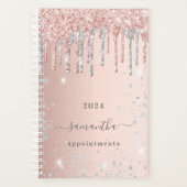 Roos gouden glitter roze zilveren naam 2025 planner (Voorkant)