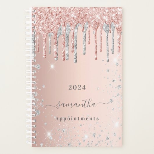 Roos gouden glitter roze zilveren naam 2025 planner