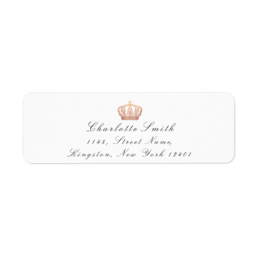Roos Gouden Glitter RSVP Kroonprinses Bruids Wit Etiket (Voorkant)