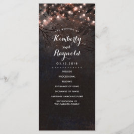 Roos Gouden Glitter Rustieke Natuur Trouwprogramma Programmakaart