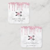 Roos gouden glitter schaar bloemenkapper vierkante visitekaartje (Voorkant / Achterkant)