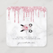 Roos gouden glitter schaar bloemenkapper vierkante visitekaartje (Achterkant)