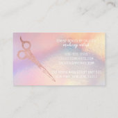 Roos Gouden Glitter Schaar Iridescent Hair Stylist Visitekaartje (Achterkant)