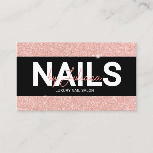 Roos Gouden Glitter Schoonheidssalon QR Code Visitekaartje (Voorkant)