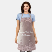 Roos Gouden Glitter Schort Aangepaste tekst Gepers (Gedragen)