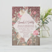 Roos Gouden Glitter Schuur Hout Bloemen Brunch & B Kaart (Staand voorkant)