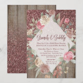 Roos Gouden Glitter Schuur Hout Bloemen Brunch & B Kaart (Voorkant / Achterkant)