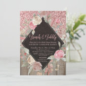 Roos Gouden Glitter Schuur Hout Bloemen Brunch & B Kaart (Staand voorkant)