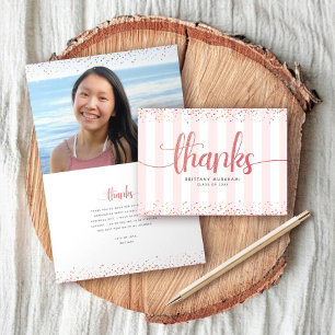 Roos gouden glitter script afstuderen foto modern bedankkaart