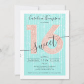Roos gouden glitter script blauwgroen licht Sweet  Kaart (Voorkant)