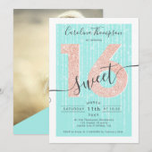 Roos gouden glitter script blauwgroen licht Sweet  Kaart (Voorkant / Achterkant)