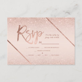 Roos gouden glitter script blush roze rsvp bruilof kaartje