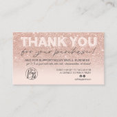Roos gouden glitter script foto logo dank u visitekaartje (Voorkant)
