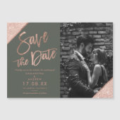 Roos gouden glitter script groene foto opslaan van (Voorkant)