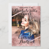 Roos Gouden Glitter Sequin Hoek Foto Bachelorette Kaart (Voorkant)