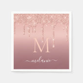 Roos Gouden Glitter Servetten Aangepaste Naam en L (Voorkant)