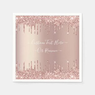 Roos Gouden Glitter servetten Gepersonaliseerde aa