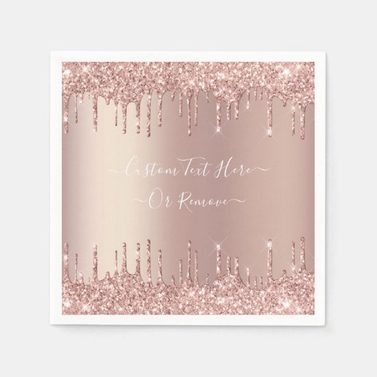 Roos Gouden Glitter servetten Gepersonaliseerde aa (Voorkant)