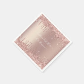Roos Gouden Glitter servetten Gepersonaliseerde aa (Hoek)