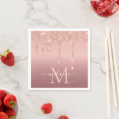 Roos Gouden Glitter servetten met Aangepaste Lette (Insitu)