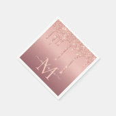 Roos Gouden Glitter servetten met Aangepaste Lette (Hoek)