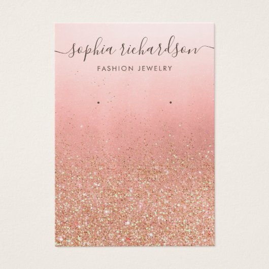 Roos gouden glitter sieraden oorbel display kaart (Voorkant)