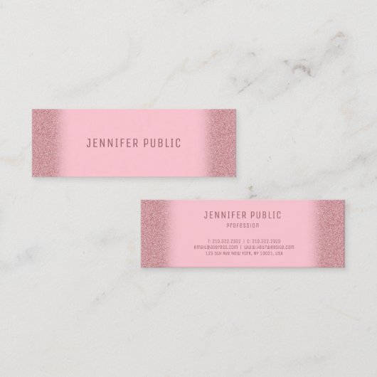 Roos Gouden Glitter Sjabloon Modern Elegant Trendy Mini Visitekaartje (Voorkant / Achterkant)