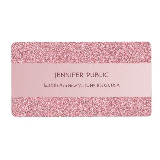 Roos gouden glitter Sjabloon verfijnde verzending Etiket (Voorkant)