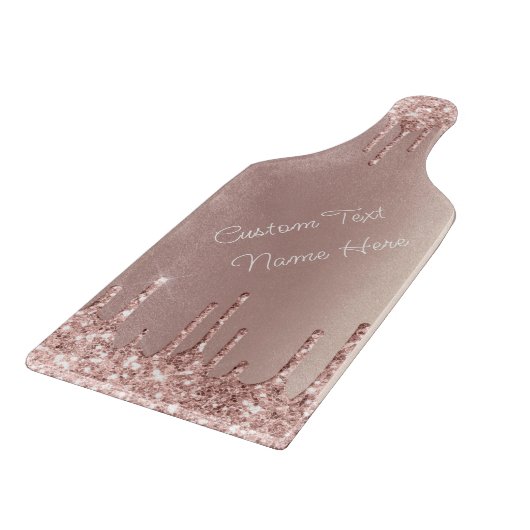 Roos Gouden Glitter Snijplank met Aangepaste Tekst (Hoek)