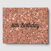Roos Gouden Glitter Sparkle 16e Verjaardag Gastenboek (Achterkant)