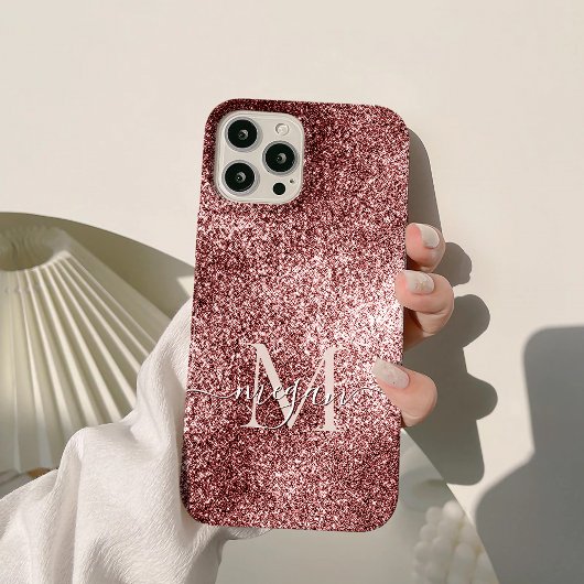 Roos Gouden Glitter Sparkle - Aangepaste Monogram Case-Mate iPhone Case