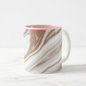 Roos Gouden Glitter Sparkle Aangepaste Monogram Na Tweekleurige Koffiemok (Voorkant rechts)