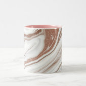 Roos Gouden Glitter Sparkle Aangepaste Monogram Na Tweekleurige Koffiemok (Center)