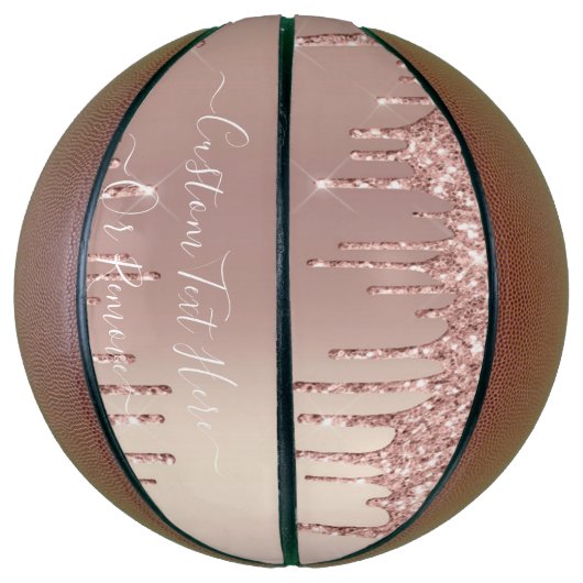 Roos gouden glitter sparkle aangepaste tekst baske basketbal (Verticaal)