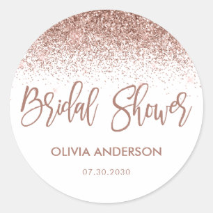 Roos Gouden Glitter Sparkle Confetti Vrijgezellenf Ronde Sticker