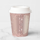 Roos Gouden Glitter Sparkle Custom Text Paper Cups Papieren Bekers (Rechts)