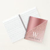Roos Gouden Glitter Sparkle Girly Naam Monogram Notitieboek (Binnen)