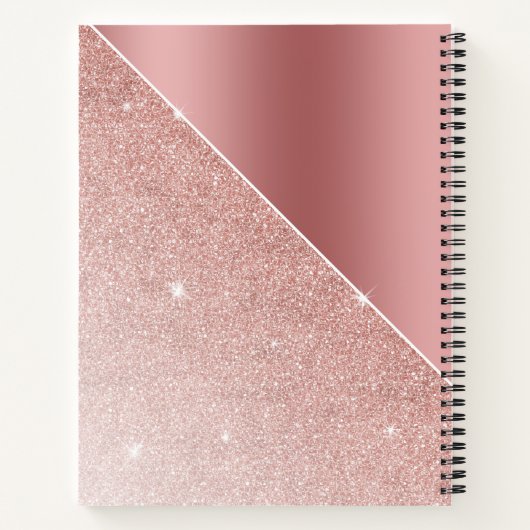 Roos Gouden Glitter Sparkle Girly Naam Monogram Notitieboek (Achterkant)
