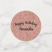 Roos Gouden Glitter Sparkle Happy Birthday Custom Confetti (Kleine voorkant)
