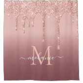 Roos Gouden Glitter Sparkle Jouw tekst Douchegordi Douchegordijn (Voorkant)