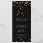 Roos gouden glitter sparkle laten we feesten Menu (Voorkant)