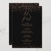 Roos gouden glitter sparkle laten we feesten Menu  (Voorkant / Achterkant)