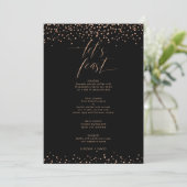 Roos gouden glitter sparkle laten we feesten Menu  (Staand voorkant)