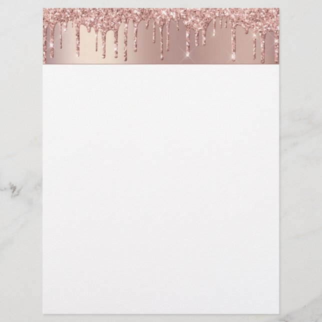 Roos Gouden Glitter Sparkle Letterhead Aangepaste  Briefhoofd (Voorkant)